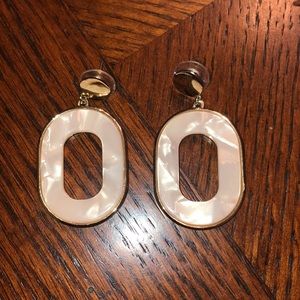 LOFT Oval Opal and Gold dangle earrings